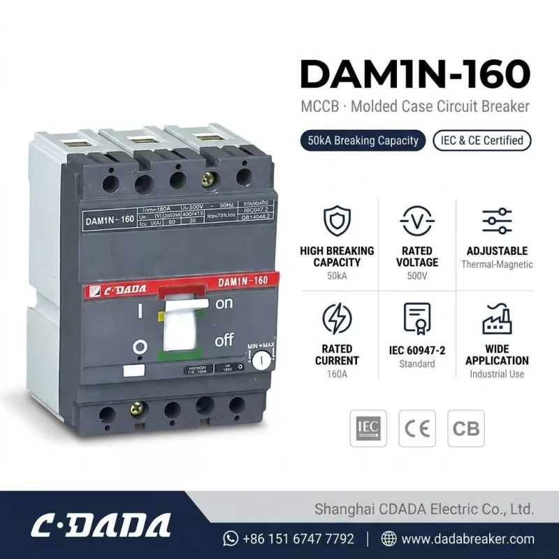 CDADA rilascia l'interruttore automatico MCCB DAM1N-160 160A ad alta capacità