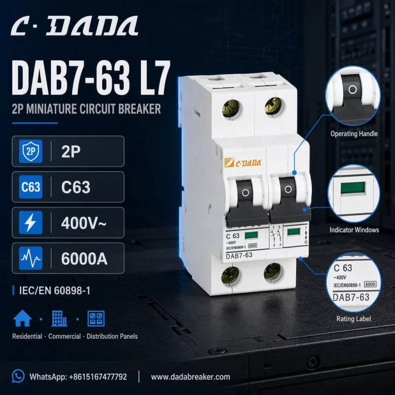 DAB7-63 L7 MCB 2P - Protezione chiara e compatta per quadri di distribuzione